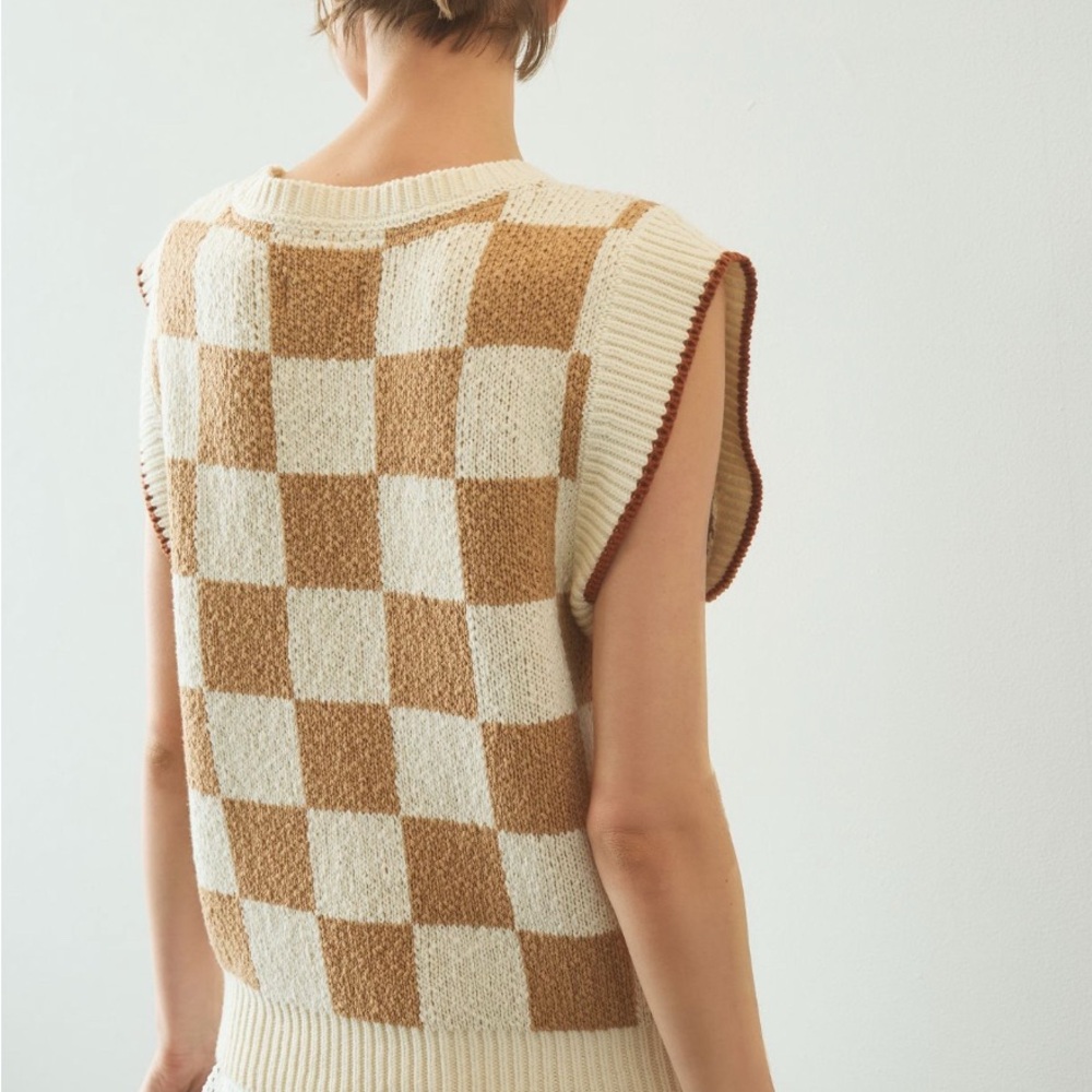 NWT Maeve by Anthropologie Checkered Sweater Vest XXS - Picture 2 of 8